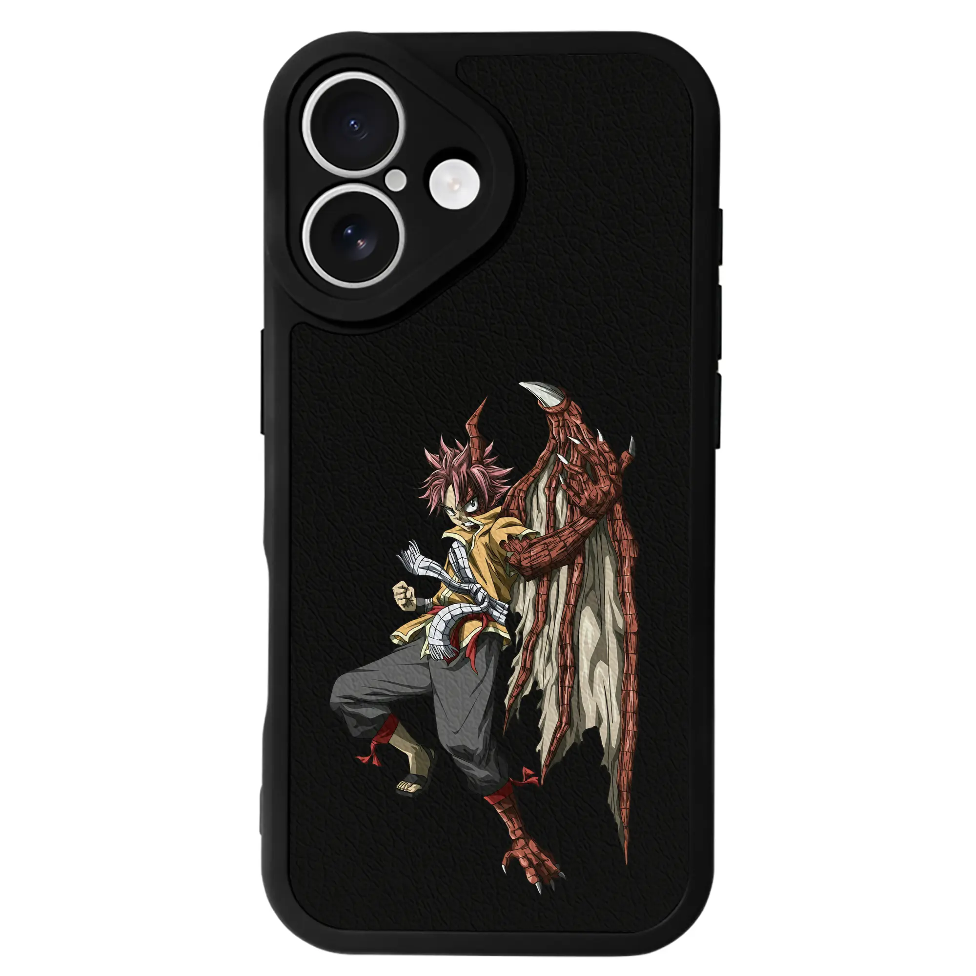 フェアリーテイル グッズ ナツ・ドラグニル - IPhone 16シリーズ対応 ・ シリコンスマホケース ・ レザー調 ・ 高精度フィット ・ 耐衝撃 ・ ワイヤレス充電対応 ・ 精密カット